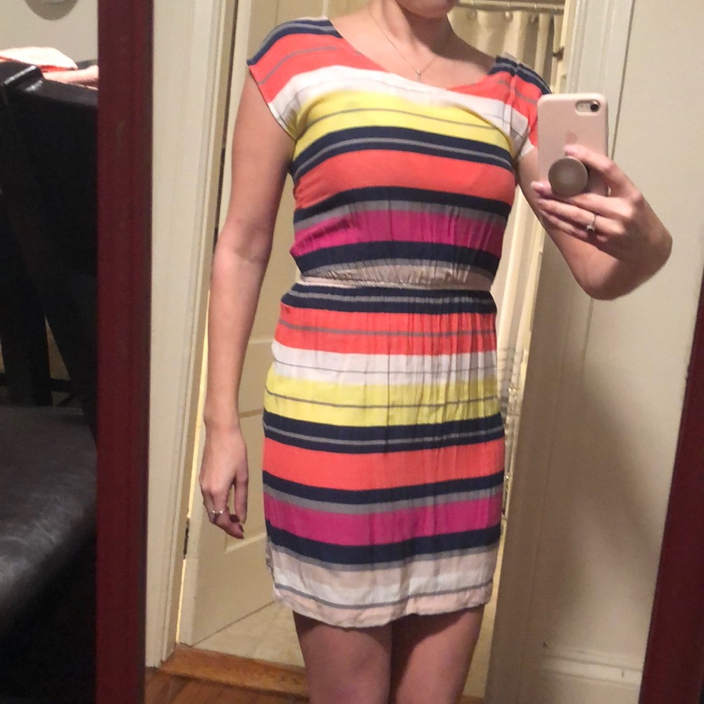 Colorful striped coverup/summer dress 100% rayon
